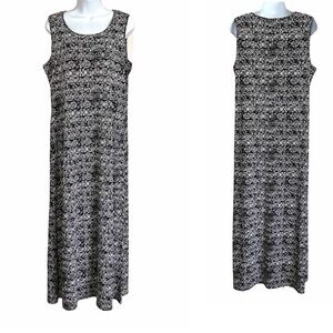 Black White Sleeveless Midi Maxi Dress Size PM Summer Vacation Travel